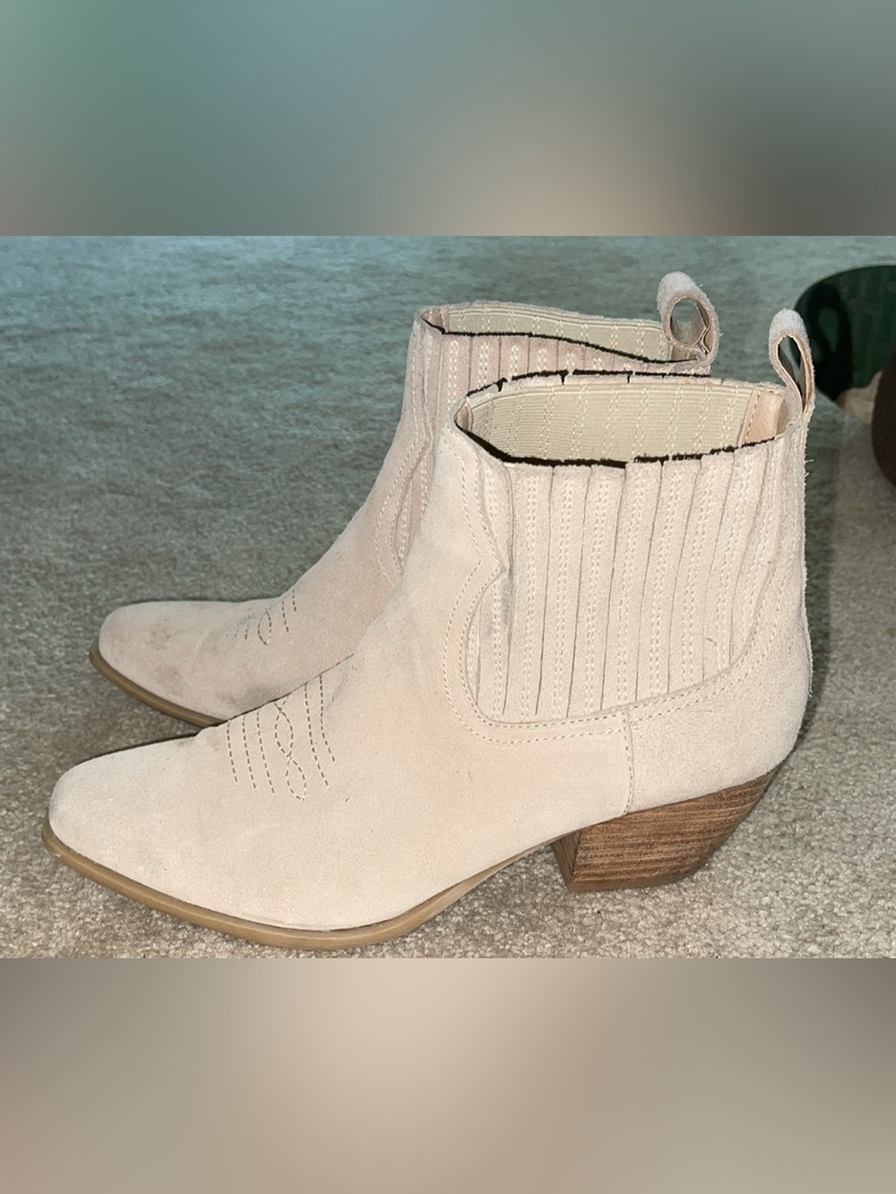 Dolce Vita Blush Suede Ankle Booties with Stacked Heel